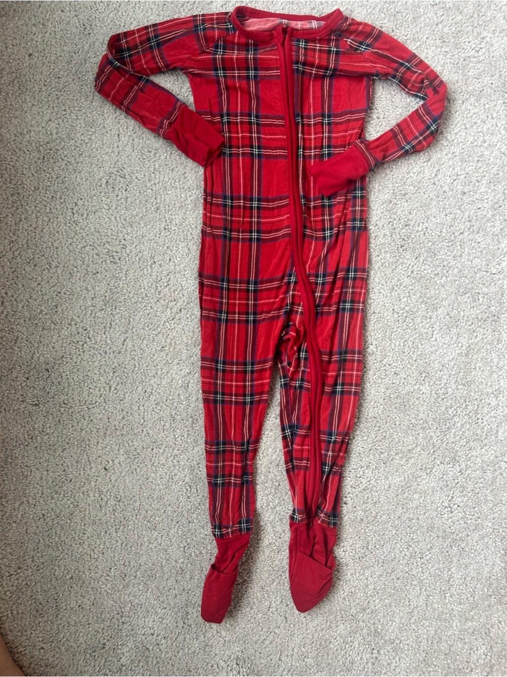 Little Sleepies Red Plaid Kids One-Piece Pajamas